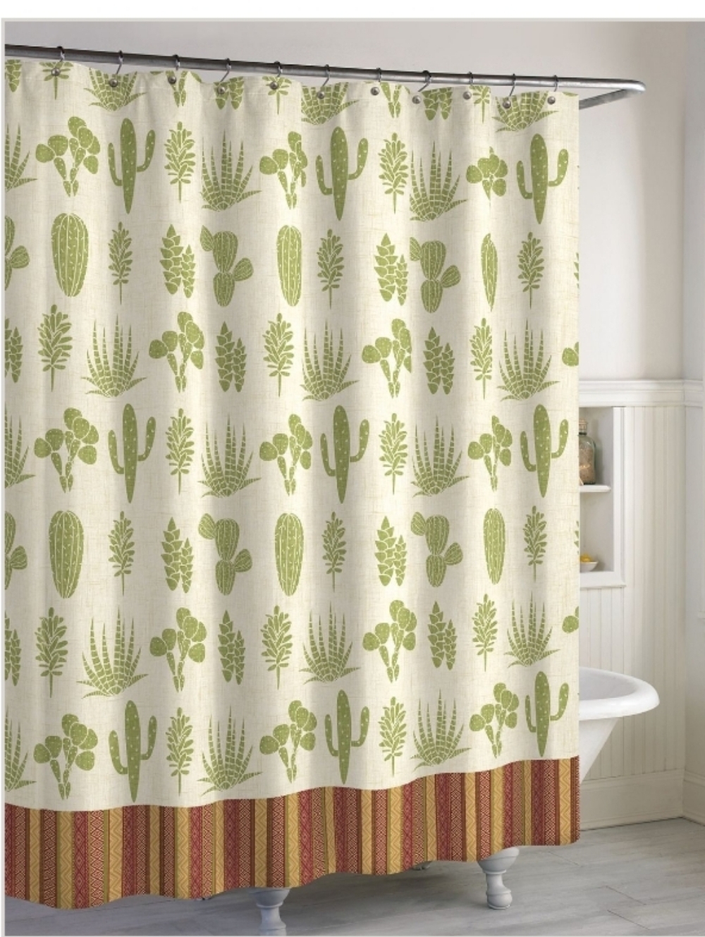 New! Destination Cactus theme Striped Bathroom Fabric Shower Curtain 72 x 72